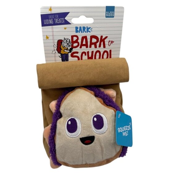 BarkBox Bark To School Plush Squeaky Crinkly Tug & Shake 2 in 1 Dog Toy 6" - Picture 1 of 5